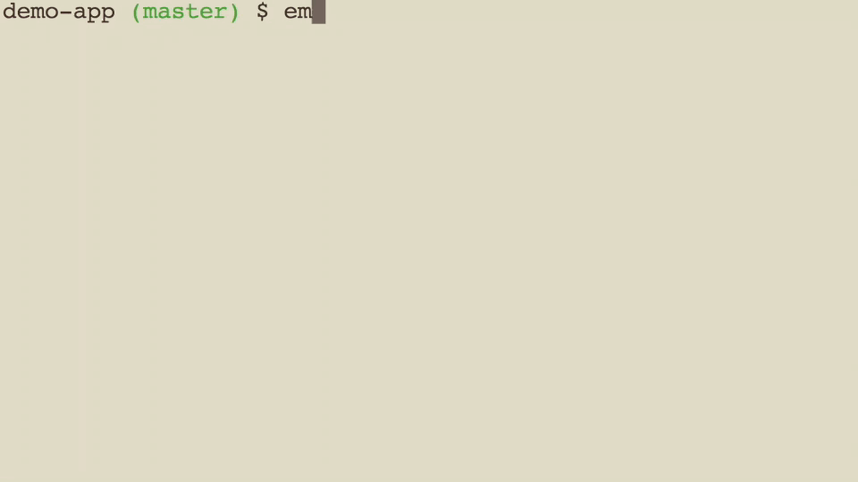 ember test in terminal animated